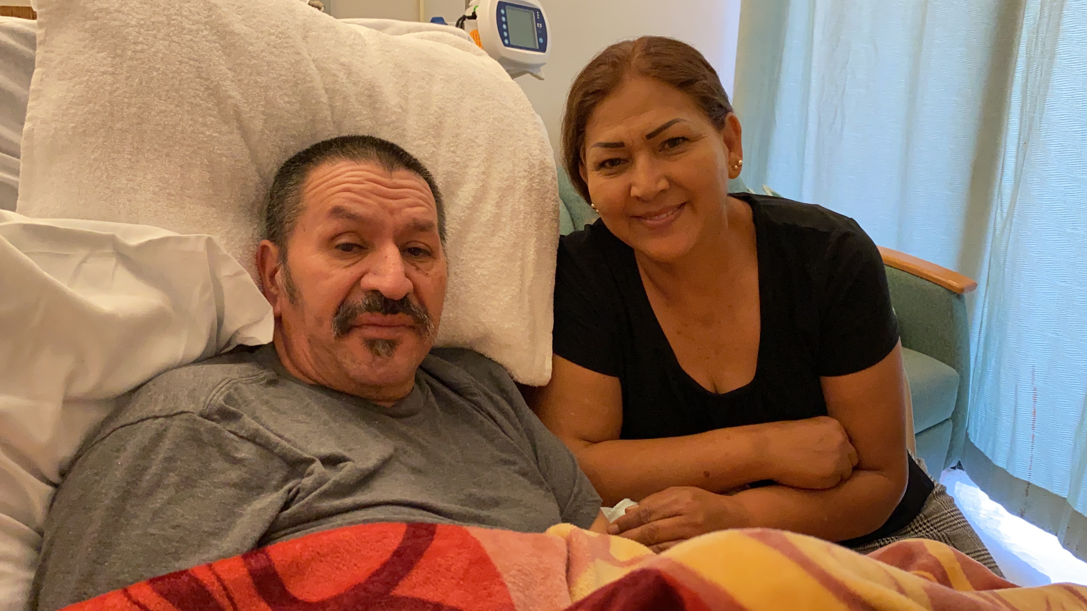 Mr. Ceja and his wife, Marina Garcia Ramirez, take a moment for a photo before heading home to Fresno.