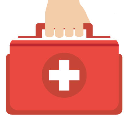hand holding first aid kit
